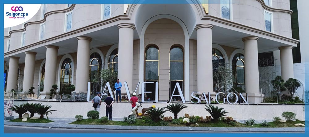 Thi công logo khách sạn 5 sao LAVELA HOTEL
