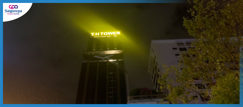 Thi công logo tòa nhà TH TOWER
