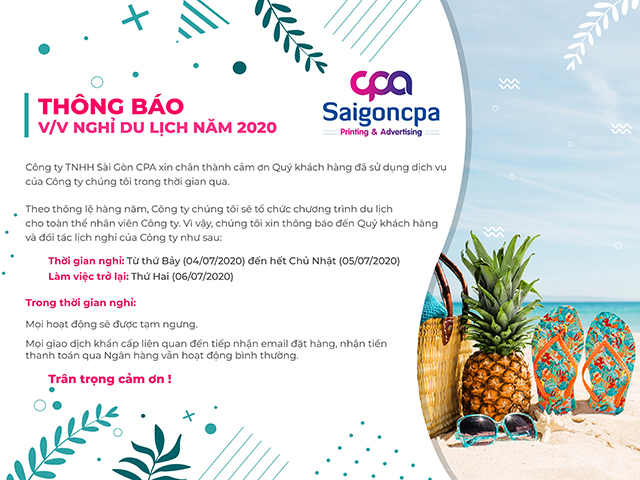 [Thông báo] Lịch nghỉ du lịch năm 2020