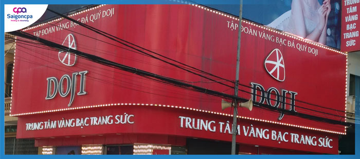 Thi công bảng hiệu hệ thống vàng bạc Doji